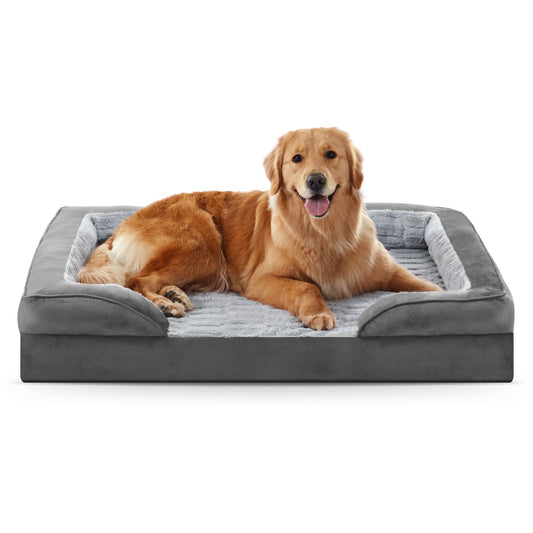 Rivosta™ XL Dog Sofa Bed | Orthopedic Egg-Crate Foam Couch Bed with Removable Washable Cover, Waterproof Lining & Nonslip Base