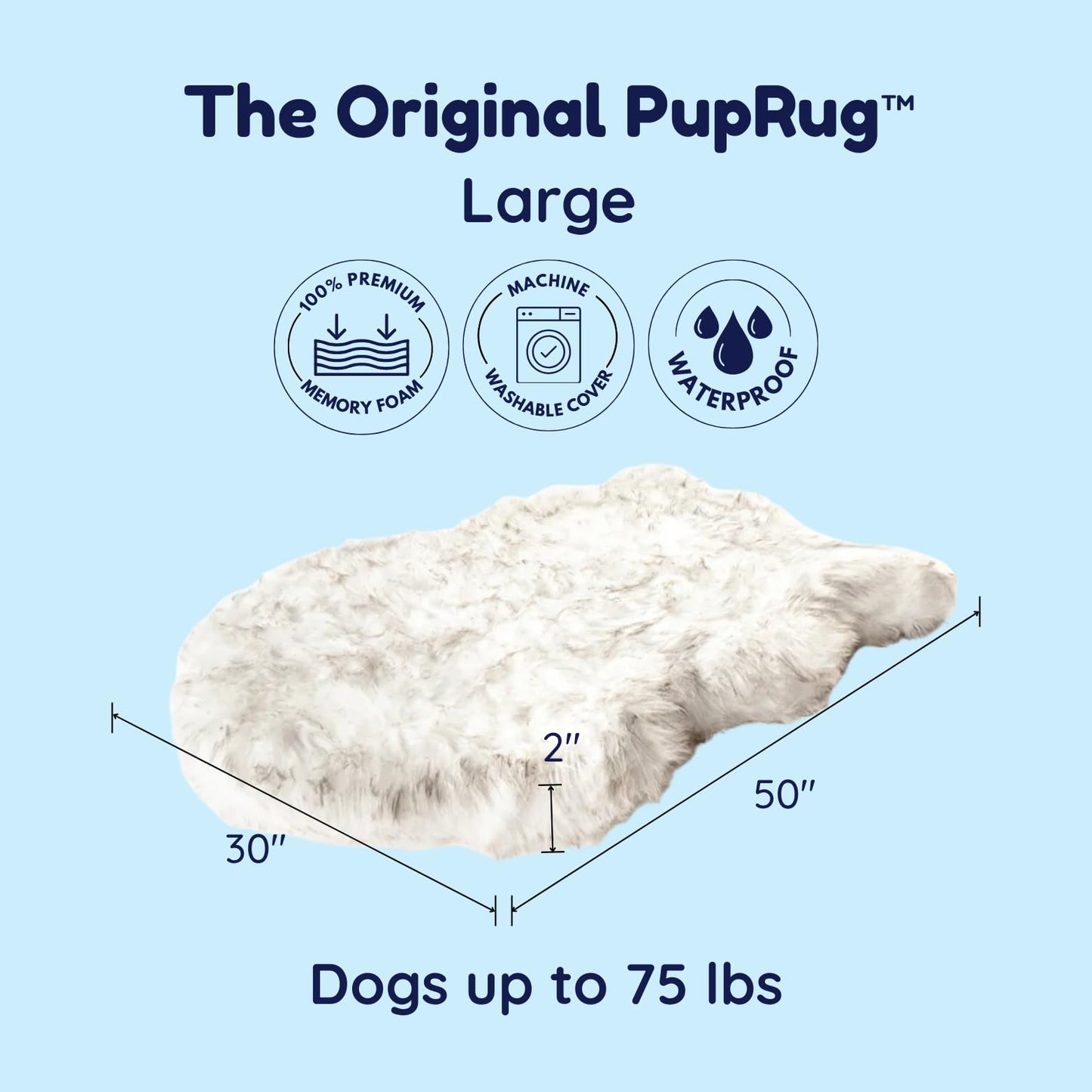 Rivosta™ Orthopedic Dog Bed | Large/XL Memory Foam Bed with Fluffy Faux Fur Cover, Waterproof Lining & Washable Design (White with Brown Accents)