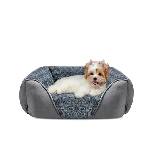 Rivosta™ Orthopedic Dog Bed | Washable Calming Rectangle Pet Cuddler with Anti-Slip Base – Small (20" × 19" × 6")