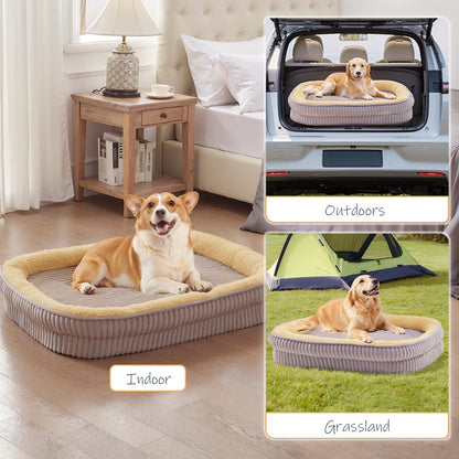 Rivosta™ Oval Dog Sofa Bed | Orthopedic Egg-Crate Foam Kennel with 4-Sided Bolster, Removable Washable Cover & Nonslip Base (Medium Breeds)