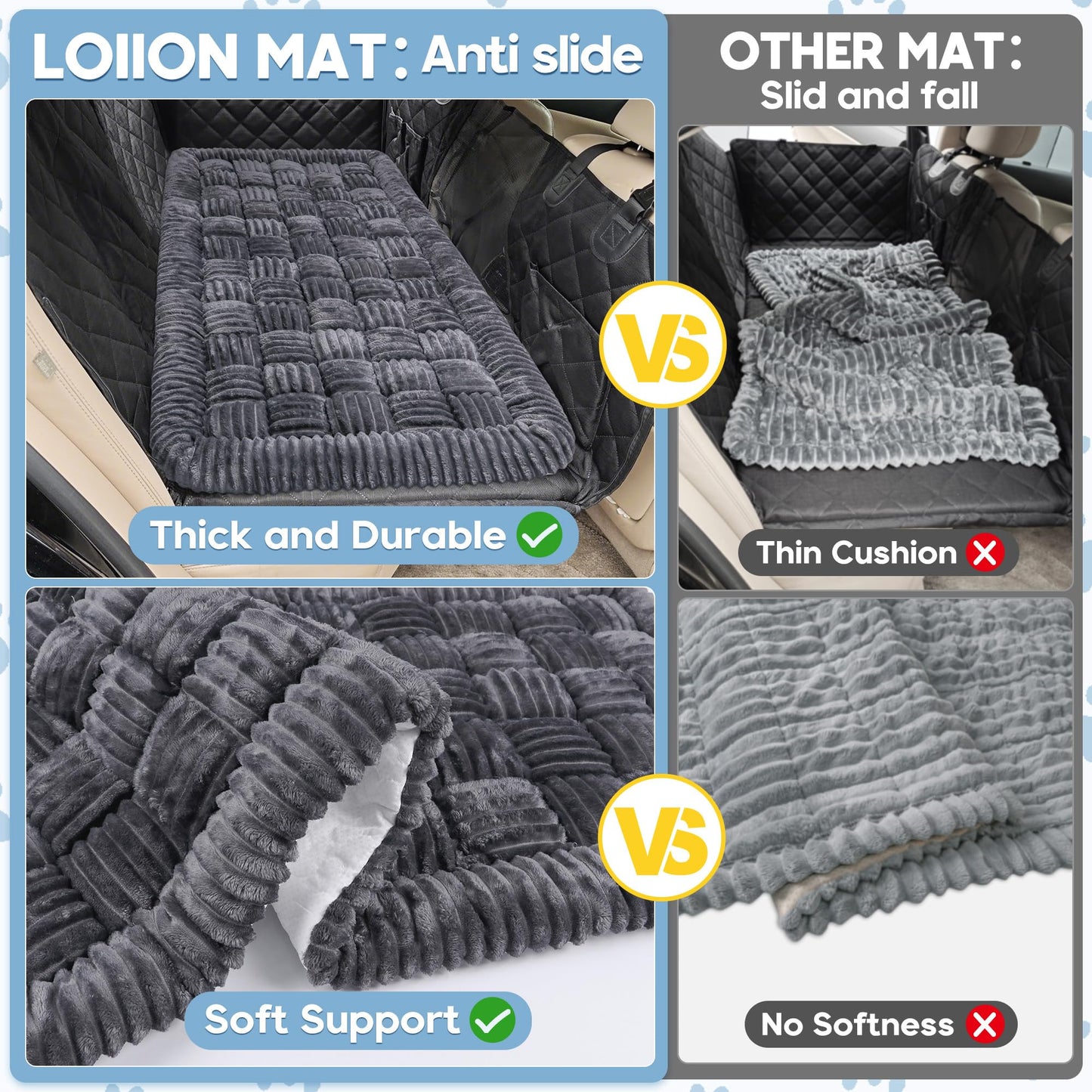 Rivosta™  Dog Car Bed Mat | 56" × 28.7" Non-Slip Backseat Extender, Chew-Resistant Travel Pad & Scratch-Proof Pet Blanket for Trucks, SUVs & Sedans (Grey)