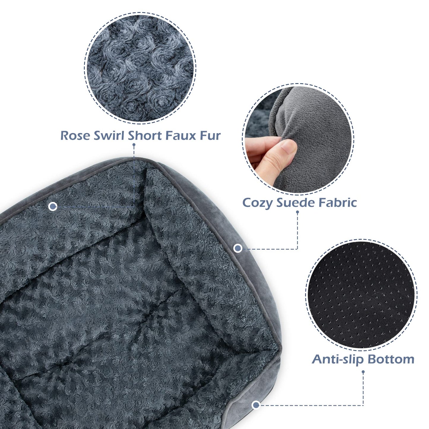 Rivosta™ Orthopedic Dog Bed | Washable Calming Rectangle Pet Cuddler with Anti-Slip Base – Small (20" × 19" × 6")