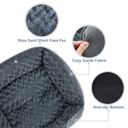 Rivosta™ Orthopedic Dog Bed | Washable Calming Rectangle Pet Cuddler with Anti-Slip Base – Small (20" × 19" × 6")