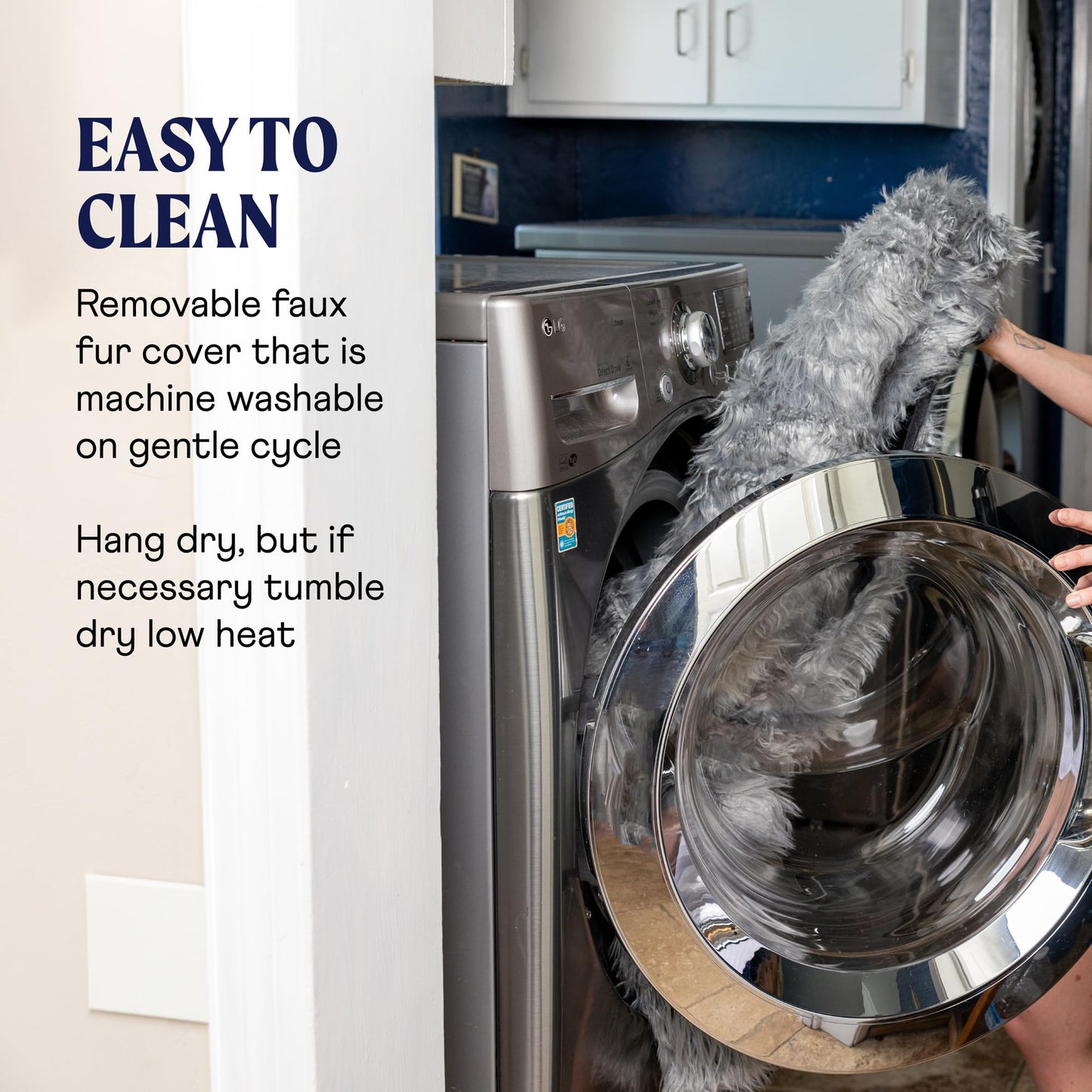 Rivosta™ Orthopedic Dog Bed | Large/XL Memory Foam Bed with Fluffy Faux Fur Cover, Waterproof Lining & Washable Design (White with Brown Accents)