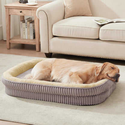 Rivosta™ Oval Dog Sofa Bed | Orthopedic Egg-Crate Foam Kennel with 4-Sided Bolster, Removable Washable Cover & Nonslip Base (Medium Breeds)