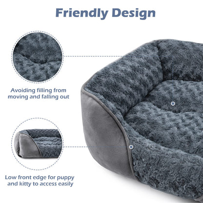 Rivosta™ Orthopedic Dog Bed | Washable Calming Rectangle Pet Cuddler with Anti-Slip Base – Small (20" × 19" × 6")
