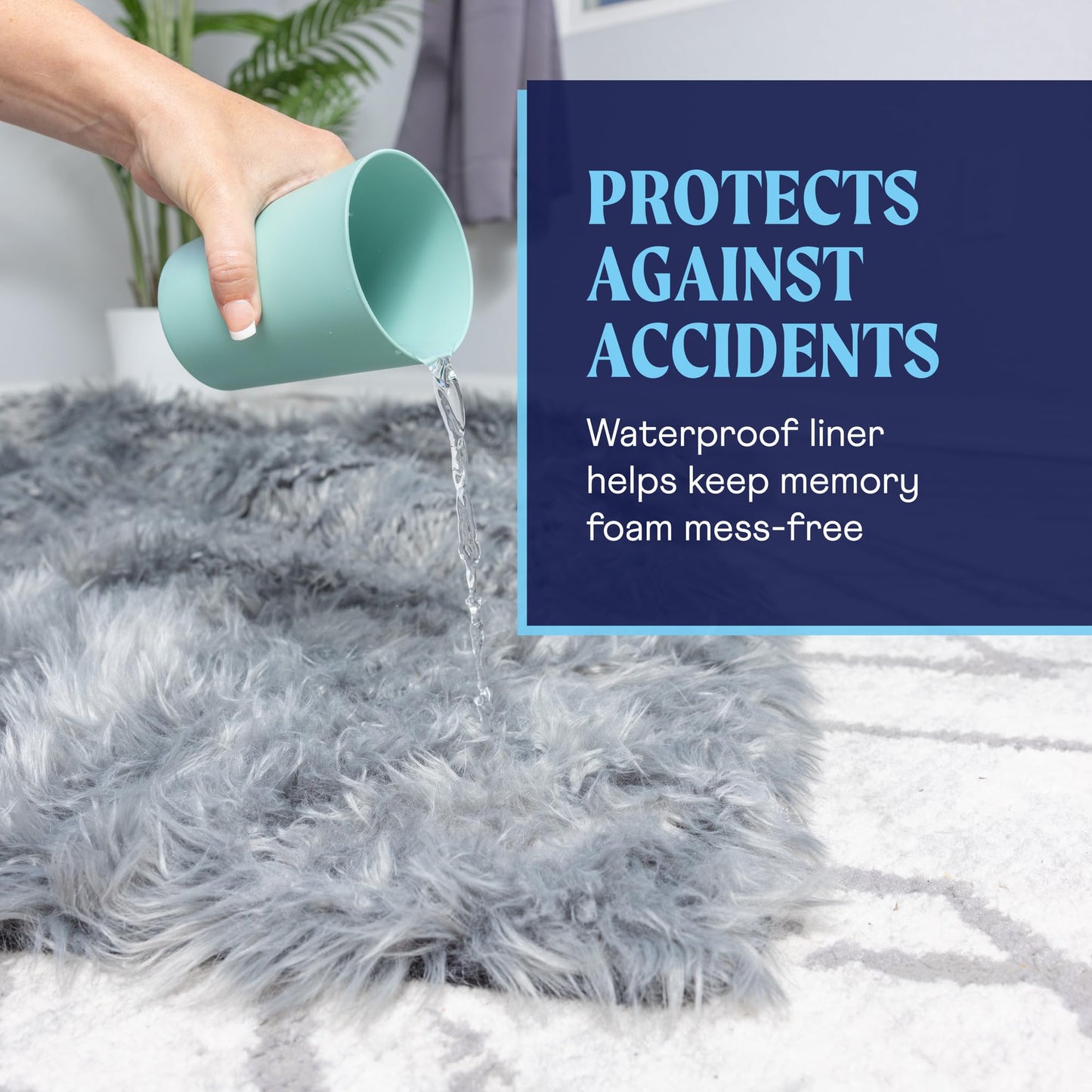 Rivosta™ Orthopedic Dog Bed | Large/XL Memory Foam Bed with Fluffy Faux Fur Cover, Waterproof Lining & Washable Design (White with Brown Accents)