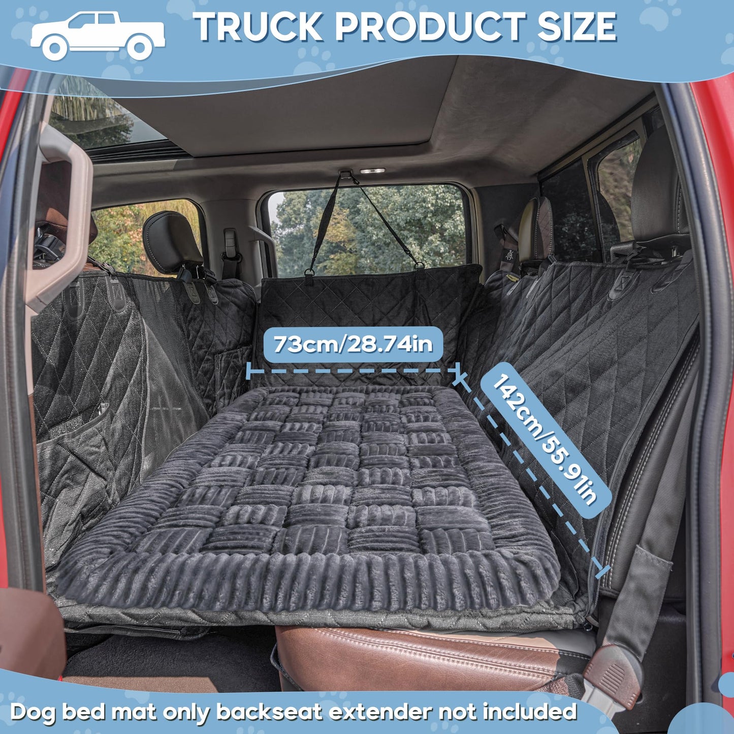 Rivosta™  Dog Car Bed Mat | 56" × 28.7" Non-Slip Backseat Extender, Chew-Resistant Travel Pad & Scratch-Proof Pet Blanket for Trucks, SUVs & Sedans (Grey)